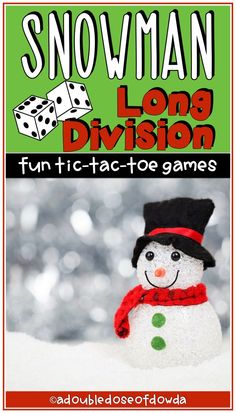 snowman long division fun fact - to - toe games