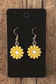 Daisy Yellow Earrings Retro Flower Power Boho Fishhook Dangle Earrings | eBay Casual Dangle Jewelry For Spring, Casual Dangle Earrings For Spring, Casual Spring Dangle Earrings, Summer Dangle Flower Earrings Gift, Spring Flower Dangle Earrings Gift, Spring Flower Earrings For Gifts, Summer Flower Dangle Earrings Gift, Adjustable Flower Earrings For Spring Gift, Casual Gold Flower Shaped Jewelry