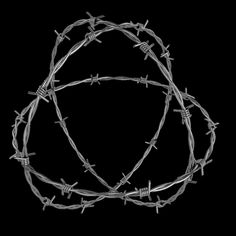 barbed wire on a black background with clippings to the center and bottom part