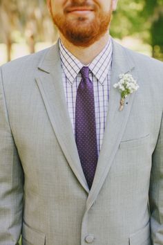 light grey suit and purple Light Gray Suit Wedding, Gray Suit Wedding, Dusty Purple Wedding, Light Gray Suit, Male Outfit, Grey Suit Wedding, Grey Suits