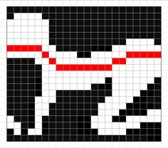 a black and white pattern with red lines