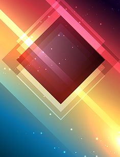 an abstract colorful background with squares and stars in the center, including one square at the bottom