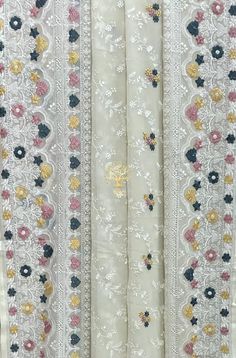 *Beautiful chikankari work soft Georgette saree with heavy multi colour resham work on border paired with running blouse with embroidery* Multicolor Chikankari Embroidery Saree Fabric, Multicolor Chikankari Embroidered Saree Fabric, Elegant Multicolor Chikankari Embroidered Fabric, Designer Cream Saree With Chikankari Embroidery, Designer White Lace Embroidered Fabric, White Floral Embroidery Saree For Eid, Unstitched Lace Embroidered Fabric For Designer Wear, Elegant Multicolor Traditional Wear With Chikankari Embroidery, Cream Georgette Unstitched Suit With Chikankari Embroidery