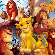 the lion king is surrounded by many different animals