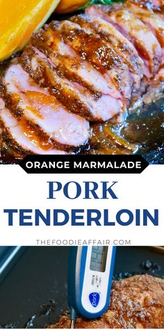 an orange marmalade pork tenderloin on a plate