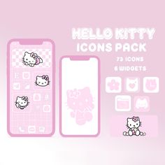 the hello kitty icons pack is displayed on an iphone and in front of it's screen