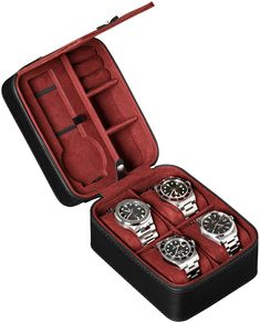 PRICES MAY VARY. ULTIMATE WATCH PROTECTION: Crush proof hard watch travel case with pu leather exterior, designed to be portable and keep your wristwatch / smart watch protected while traveling or storing. Originally designed by a watch designer to keep his personal watches safe during travel. Rothwell watch boxes are perfect gifts for Father’s Day, Mother's Day, birthdays, anniversaries, Valentine's day, graduations, holidays, retirement, and corporate events. SOFT CUSHIONED INTERIOR: Soft inte Timeless Leather Watch Accessories With Case, Leather Watch Accessories With Rectangular Case As Gift, Luxury Black Watch Accessories Box, Leather Watch Box Cases, Leather Watch Case, Watch Safes, Mens Watch Box, Luxury Storage, Luxury Timepieces