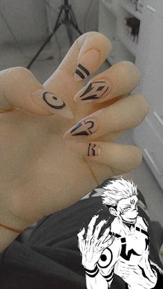 Anime Press On Nails, Mha Nails, Jujutsu Kaisen Nails, Anime Themed Nails, Sukuna Nails, Jjk Nails, Nail Ideas Pink, Winter Nails Christmas, Nails January