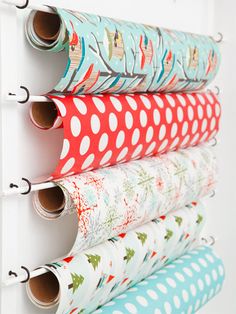 the gift wrap storage solution is great for wrapping gifts