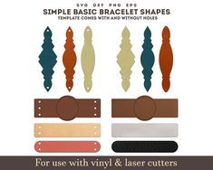 simple basic braclet shapes for use with vinyl and laser cutters - svg dxf