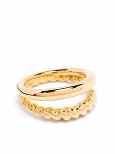 two gold rings on white background