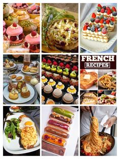 a collage of french desserts and pastries