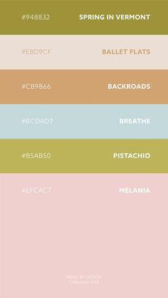 the color scheme for spring in vermont, with different colors and font options to choose from