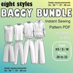 the baggy bundle sewing pattern is shown