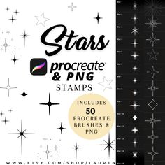 the stars procreate and png stamps are available for purchase