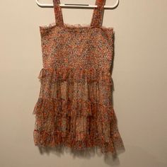 Women’s Floral Ruffled Tiered Dress Brand: Wild Fable Size: Large Retails For $25 Ptp 16” Length 27” Strap Width 2.5” Shell And Lining: 100% Polyester Blue, Red And Orange Floral Print Ruffled In A Tiered Shape Beige Lining Underneath The Dress Has Loops For Hanging On A Hanger Excellent Condition And Like Brand New With No Rips, Stains, Holes Or Tears If You Love This Item But Not The Price, I Am Always Open To Reasonable Offers! Chic Chiffon Sundress With Ruffles, Flowy Chiffon Ruffle Dress For Spring, Spring Tiered Chiffon Ruffle Dress, Spring Chiffon Ruffle Dress, Spring Casual Flowy Ruffle Dress, Spring Flowy Ruffle Dress For Casual Occasions, Spring Party Sundress With Ruffles, Spring Chiffon Ruffle Dress For Brunch, Tiered Chiffon Mini Dress With Floral Print