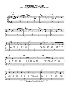 sheet music with the words careless whispers