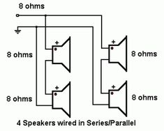 three speakers are connected to one another in the same way, and each speaker is labeled