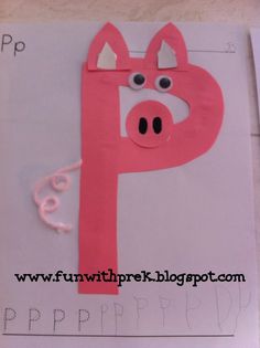 the letter p is for pig paper craft