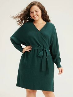 Supersoft Essentials Solid Belted Split Batwing Sleeve Sweater Dress – BloomChic Dolman Sleeve Pattern, Plus Size Sweater Dress, Batwing Sleeve Sweater, Cardigans Women, Plus Size Sweater, Trendy Sweaters, Sweater Dresses, Sleeve Pattern, Plus Size Sweaters