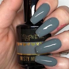 Misty Morning is a cool toned dove gray. Magpie Gel Polishes are formulated with the highest quality, adhere to the strict EU regulations and are fully manufactured in the UK. Magpie Gel Polish is 100% pure gel which offers more durability without any of issues that come from hybrid gel polishes. Magpie Gel Polish benefits include: does not dry or thin the natural nail excellent adhesion (no aggressive nail prep or filing needed) beautiful creamy texture applies easily and does not run into the Fall Gel Nails, Simple Gel Nails, Vibrant Nails, Misty Morning, Shellac Nails, Pretty Nail Art, Beautiful Nail Designs