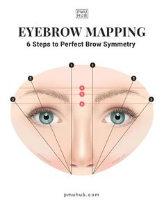 Eyebrow Anatomy for PMU Artists: Important Know-How Where Should Eyebrows Start, Mapping Eyebrows Shape, How To Outline Eyebrows, Microblading Eyebrows Mapping, Eyebrow For Face Shape, Map Out Eyebrows, How To Eyebrow Map, How To Map Brows, Diy Brow Mapping