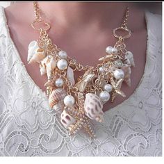 This Is A Seashell Necklace. Brand New. Metal Is A Zinc Alloy, Faux Pearl, And Sea Shells. Chain Length Is About 18 Inches With An Extra 2 Inch Extender. Bib Style Necklace With 2 Rows. Lobster Clasp. Price Is Firm. Thanks For Looking. Heart Shaped Diamond Pendant, Pearl Bib Necklace, Pave Heart Necklace, Heart Necklace Diamond, Seashell Jewelry, Ocean Jewelry, Starfish Necklace, Seashell Necklace, Heart Shaped Diamond