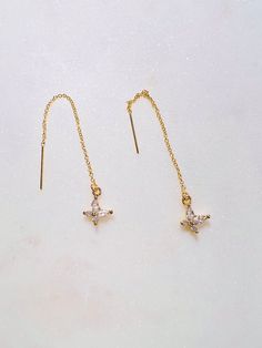 Cubic zirconia on 65mm gold filled threader Threader Earrings, Cross Necklace, Gold Filled, Etsy Earrings, Beauty Book, Cubic Zirconia, Jewelry Earrings, Accessory Gift, Electronic Accessories