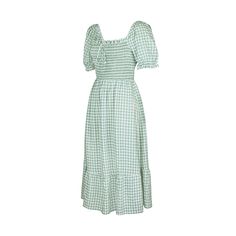 Light Green Plaid Print Square Neck Midi Dress Green Casual Dress For Picnic, Casual Green Dress For Picnic, Green Midi Dress For Picnic, Casual Green Midi Dress For Picnic, Casual Midi-length Dress For Picnic, Casual Midi Dress For Picnic, Green Midi Dress For Spring Picnic, Green Maxi Dress For Spring Picnic, Green Square Neck Dress For Picnic