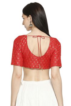 Shop Women's Red Brocade Blouse Brocade Pattern, West New York, Sleeves Blouse, Red Blouse, Blouse For Women, Elbow Sleeve, Blouse Online, Sweetheart Neck, Red Fabric