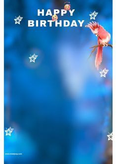 a happy birthday card with a bird on a branch