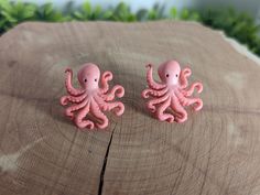 Adorable Octopus Earrings. Made with a plastic embellishment attached to a silver stainless steel, nickel free stud backed with a metal and silicone safety back!, Ideas Arcilla, Octopus Earrings, Cute Octopus, Earrings Clay, A Metal, Clay Earrings, Octopus, Art Ideas, Embellishments