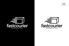 the logo for fastcourier is shown in black and white, with an image of