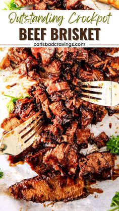 an image of a plate of beef brisket with gravy and parsley