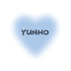 the word yunho is written in black on a blue heart - shaped background