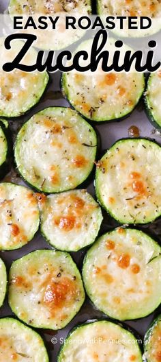 baked zucchini with cheese and herbs on top