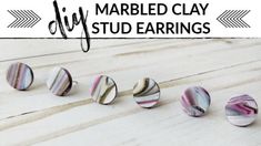 marbled clay studs with text overlay reading diy marbled clay stud earrings