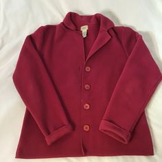 LL BEAN Women's Traveler Fleece Red Jacket Button Coat Size Small-Regular Pre-owned. Photos are part of description Fall Outerwear With Functional Buttons, Solid Fall Outerwear With Functional Buttons, Classic Pea Coat With Snap Buttons, Button-up Fleece Jacket For Fall, Classic Long Sleeve Pea Coat With Snap Buttons, Classic Long Sleeve Outerwear With Functional Buttons, Winter Long Sleeve Blazer With Functional Buttons, Red Button-up Outerwear With Snap Buttons, Winter Blazer With Functional Buttons And Long Sleeves