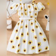 Beautiful Sunflower Pattern Ruffle Trim Dress Girls Xxl 15/16 Dresses Shein, Cute Dress Outfits, Shein Outfits, Fashionista Clothes, Easy Trendy Outfits, Simple Trendy Outfits, Cute Everyday Outfits, Really Cute Outfits, Cute Simple Outfits