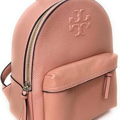 Pebbled Leather Exterior With Embossed Double "T" Logo On The Front. Exterior Pocket, Hand-Carry Handle, And Adjustable Shoulder Straps On The Back. Jacquard Fabric Interior And An Interior Multi-Purpose Slip Pocket On The Inside. Approximate Measurements: L 9" X W 6" X H 10" Style Tory Burch 78711 - Thea Mini Backpack In Pink Moon Designer Pink Leather Backpack, Pink Leather Backpack With Removable Pouch, Pink Leather Backpack With Detachable Strap, Luxury Pink Leather Backpack For Daily Use, Luxury Pink Backpack, Tory Burch Bucket Bag, Tory Burch Backpack, Small Leather Backpack, Tory Burch Kira Chevron