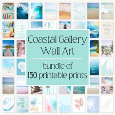 the coastal gallery wall art bundle is shown