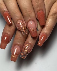 September Nails, November Nails, Colorful Nails, Blush Nails, Thanksgiving Nails, Orange Nails