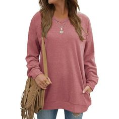 Fantaslook Oversized Sweatshirts for Women V Neck Long Sleeve Casual Tunic Tops with Pockets This sweatshirt for women use lightweight soft warm fabric comfortable to wear suit for fall/winter/spring. Womens pullover sweatshirts features v neck, long sleeve tops, two deep pockets, pullover, tunic tops for leggings, solid color oversized sweatshirts, casual style. Loose enough for all shape, womens long sleeve tops hide your cute flab and keep you warm in fall and winter days. Womens sweatshirts Womens Oversized Sweatshirts, Winter Tops For Women, Tunic Tops For Leggings, Warm Fabric, Embellished Sweatshirts, Womens Sweatshirts, Sweatshirts For Women, Tunic Tops Casual, Casual Tunics