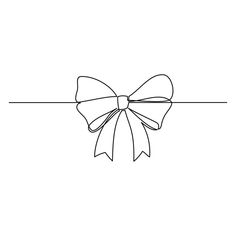 a line drawing of a bow tied to a string with one end pointing up at the viewer