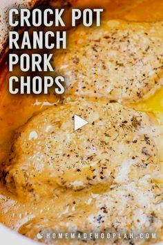 crock pot ranch pork chops in a white bowl