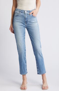 With a light wash and lived-in whiskering, these slim-cut straight-leg jeans made from premium Japanese stretch denim grant you instant cool status. 27 1/2" inseam; 14 1/2" leg opening; 10 1/2" front rise; 15" back rise (size 29) Zip fly with button closure Five-pocket style 98% cotton, 2% elastane Machine wash, tumble dry Imported Light Wash Straight Hem Cropped Jeans, Classic Light Wash Straight Cropped Jeans, Classic Straight Light Wash Cropped Jeans, Light Wash Fitted Cropped Jeans With Straight Hem, Fitted Light Wash Straight Leg Cropped Jeans, Fitted Straight Leg Cropped Jeans In Light Wash, Fitted Light Wash Cropped Jeans With Straight Hem, Light Wash Fitted Straight Leg Cropped Jeans, Light Wash Mid-rise Straight Fit Cropped Jeans