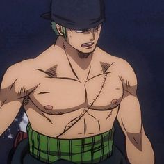 an image of a man with no shirt on wearing a hat and holding his hands behind his back