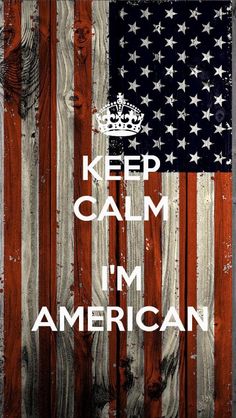 an american flag with the words keep calm and carry on written in white letters over it