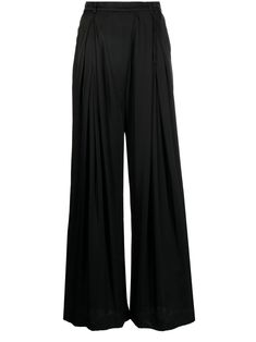 jet-black wide leg high-waisted two diagonal pockets to the sides Cotton Cargo Pants, Pleated Trousers, Bell Bottom Pants, Straight Leg Trousers, Wide Leg Trousers, Jet Black, Black Satin, Bell Bottoms, Bottoms Pants