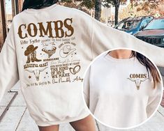 Lukee Comb Vintage Sweatshirt, Lukee Comb Concert Shirt Luke Combs Concert, Lana Del Rey Shirt, Nashville Music City, Music Sweatshirts, Luke Combs, Country Music Shirt, Nashville Music, Cute Country Outfits, Country Sweatshirts